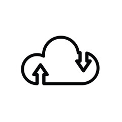 cloud computing. Infrastructure technology, data system storage service concept. Upload and download icons. Line design style. vector template design