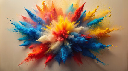 Multicolor powder burst on beige