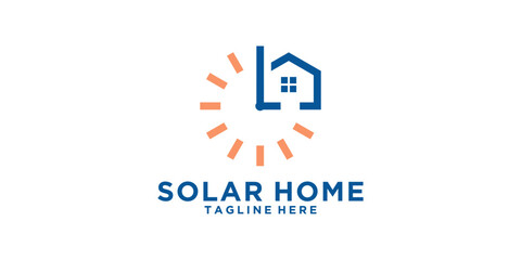 Obraz premium sun and house logo design,solar,construction,symbol,icon,idea,creative