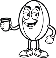 Running illustration coffee bean with shoe mascot vector illustration cartoon