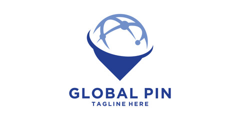 logo design pin global,connect,map,location,navigation,network,icon,idea,symbol,creative.