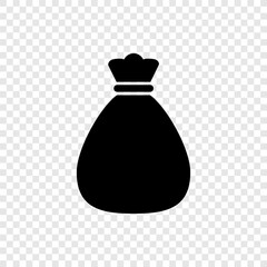 Bank bag simple vector icon. Flat design. Transparent grid