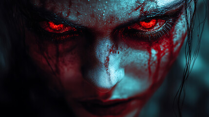 portrait of a evil demonic vampire face