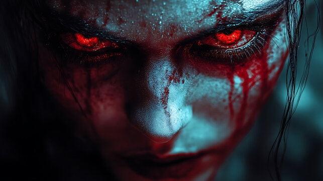 portrait of a evil demonic vampire face