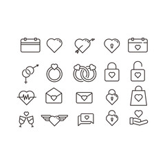 Best Outline Valentine Icon Set Design