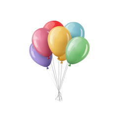 Obraz premium Bunch of colorful balloons on transparent background, vector illustration