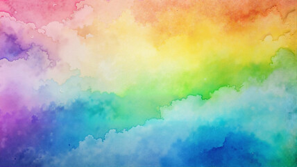 Colorful watercolor rainbow with textured background