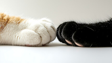 Two cat paws are touching each other