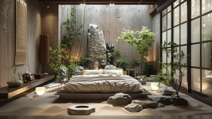 luxury apartment comfortable suite lounge and bedroom with beautiful background and comfort
