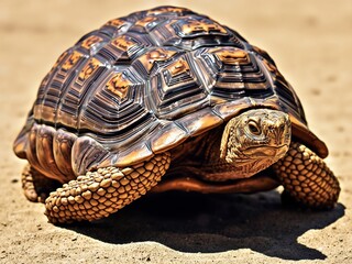 Obraz premium Close-Up of a Detailed Desert Tortoise on Sandy Terrain