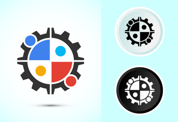 Teamwork Icon Design Illustration, Cooperation Icon For Apps and Websites