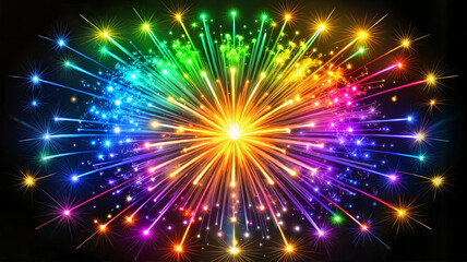 Obraz premium Colorful radial fireworks display