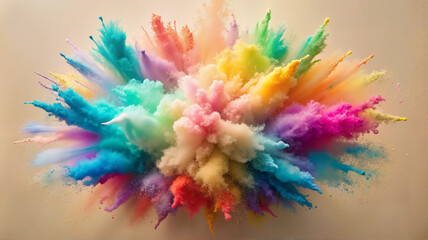 Obraz premium Explosion of colorful powder in midair 