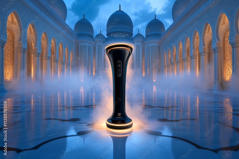 Poster A dark and moody depiction of an epilation device surrounded by dramatic lighting and ornate gothic patterns, emphasizing elegance and precision
