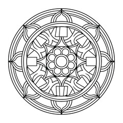 Black and White Mandala Outline Artwork Pattern - Mandalas Coloring Page for Beginners, Adults.