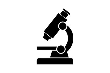 Microscope Silhouette Icon on White Background - Scientific Symbol