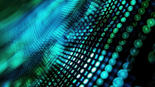 Abstract Digital Binary Code Flow in Blue Green Tones