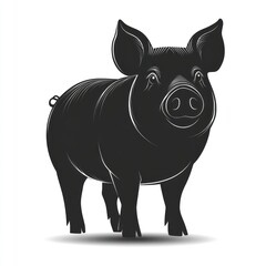 Fototapeta premium Black and white illustration of a pig.
