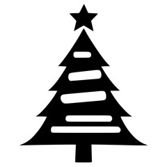 Fototapeta premium Black and white silhouette of a Christmas tree with simple, minimalistic design vector SVG