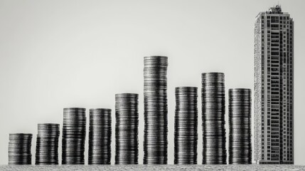 Tall buildings and coins are the same height