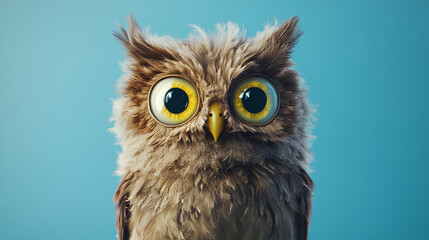 Portrait of a Great Horned Owl with detailed feathers and intense eyes, showcasing the beauty of this wild raptor bird of prey in nature