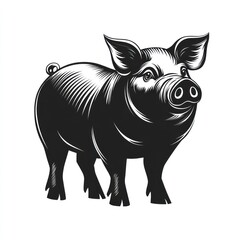 Fototapeta premium Black and white illustration of a pig. (3)