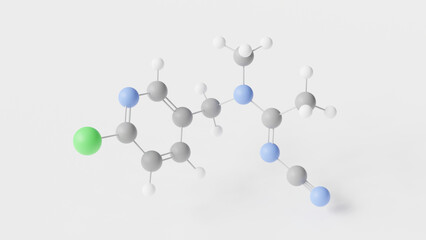 acetamiprid molecule 3d, molecular structure, ball and stick model, structural chemical formula insecticide