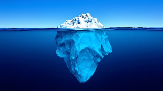 Iceberg with Vast Underwater Mass Symbolizing Hidden Depths Beneath the Surface