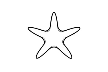 Starfish Silhouette Icon on White Background - Coastal Design Element