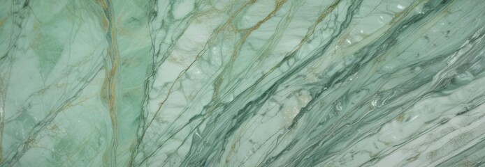 Naklejka premium Soft green marble surface featuring intricate veining and subtle shimmering effect in soft focus, marble, luxurious, refined