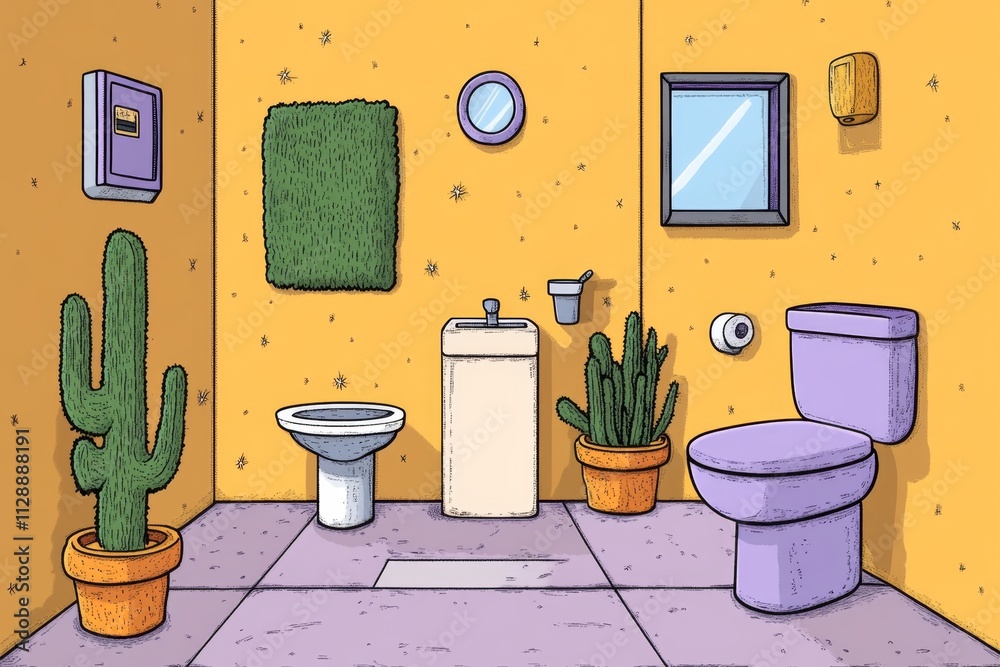 Poster a pixel art depiction of a person using an epilation device in a cozy, retro bathroom with small ani