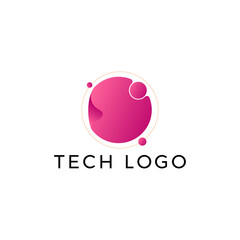 ILLUSTRATION CONNECTED CIRCLE RED PINK GRADIENT COLOR. TECH LOGO ICON TEMPLATE SIMPLE DESIGN ELEMENT VECTOR