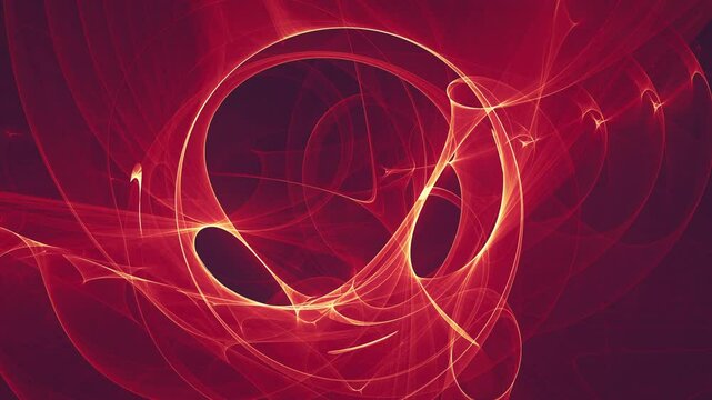 Red evolving fractal loop, part 2 of 2. Beautiful red and golden complex 3d fractal animation. Complex patterns. Evolving abstract organic forms. Multidimensional, warping, morphing forms.