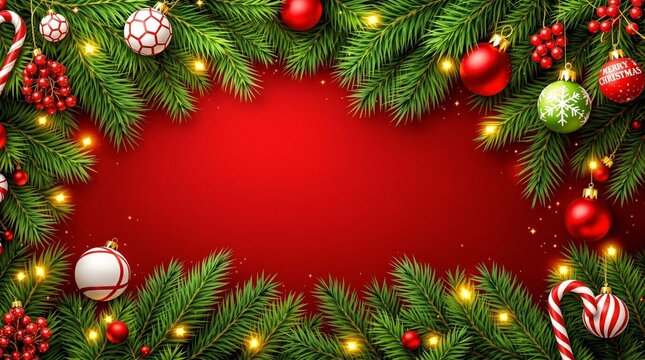 christmas background with christmas tree and decorations