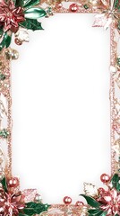 sparkles photo frame in rose gold white background 