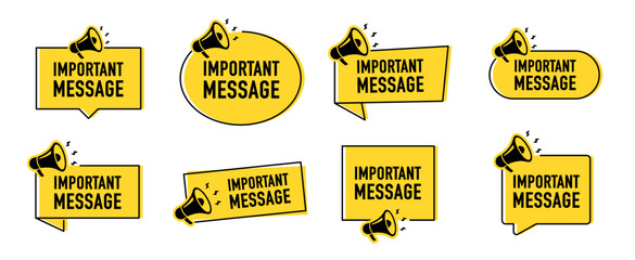 Megaphone with important message speech bubble. Loudspeaker. Banner for business, marketing and advertising. Vector illustration.