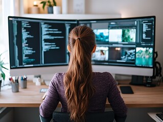 Photographer editing images on a computer