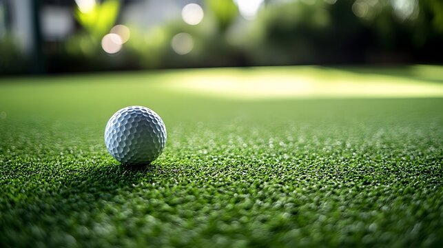 Professional golf training facility features indoor simulator with artificial turf, virtual screen and LED lighting, creating premium sports environment with modern technological integration.