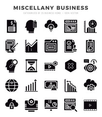 Miscellany Business web icons in Glyph style.