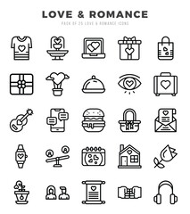 Love & Romance elements. Lineal web icon set. Simple vector illustration.