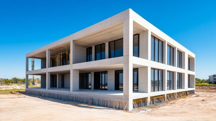Modern Building Under Construction with Wide Angle View