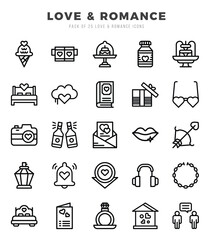 Set of Love & Romance Icons Lineal icons collection.