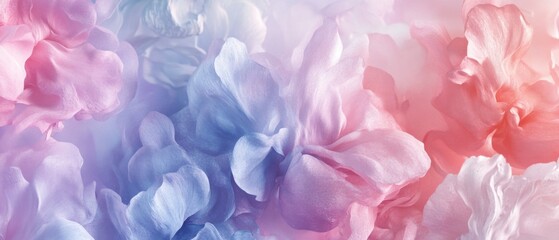 Fototapeta premium Dreamy Pastel Flower Petals: Soft Pink and Blue Floral Background
