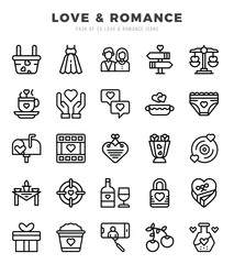 Love & Romance Lineal icons. Vector Lineal illustration.