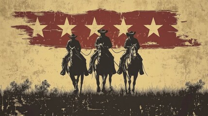 Vintage western wild west cowboys texas rodeo illustration print with retro typography slogan text for graphic tee t shirt sweatshirt hoodie and poster 