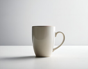Simple white coffee mug mockup with elegant design for branding and product showcase