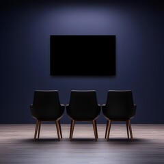 Modern minimalist seating area with wall-mounted TV