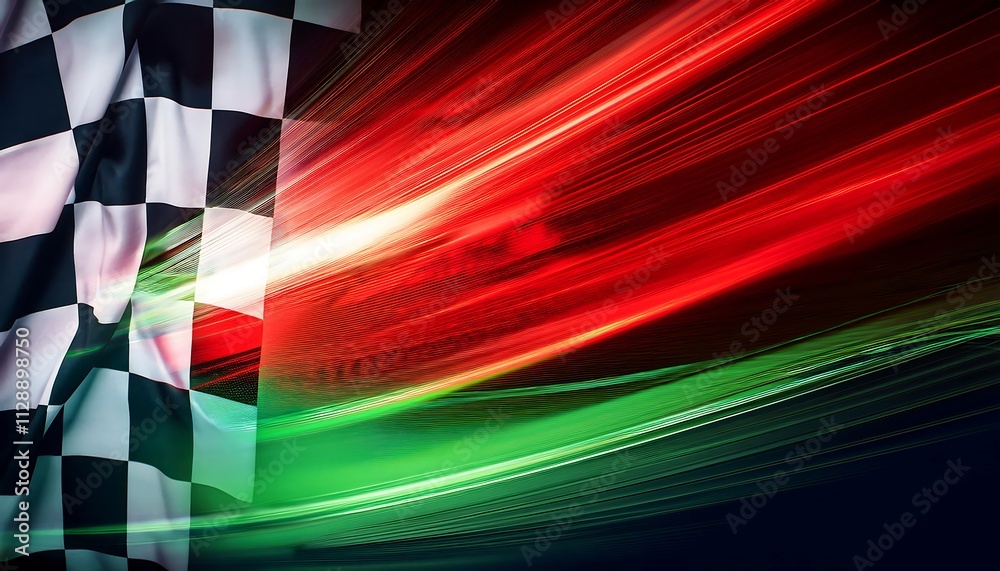 Poster Racing flag with dynamic motion background.
