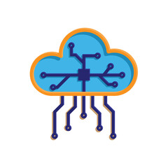 cloud computing. Infrastructure technology, data system storage service concept. Upload and download icons. colored flat design style. vector template design