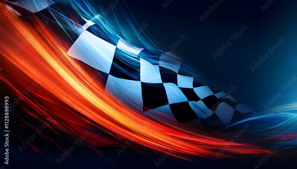 Aufkleber Dynamic racing scene with a checkered flag.